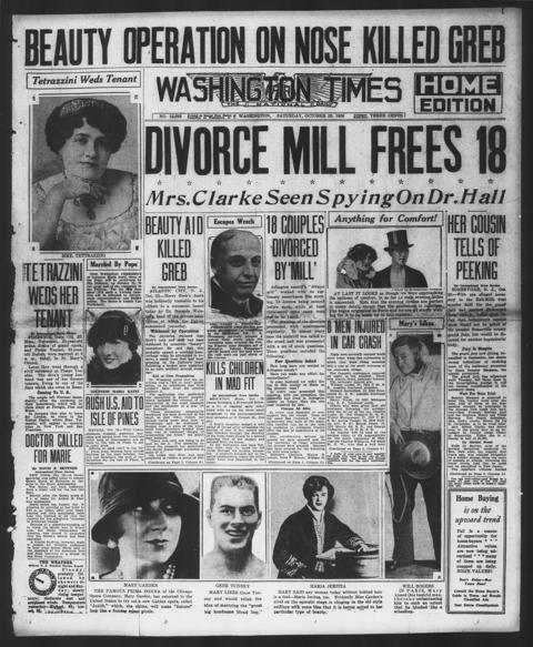 The front page of The Washington times, Washington [D.C.], October 23, 1926