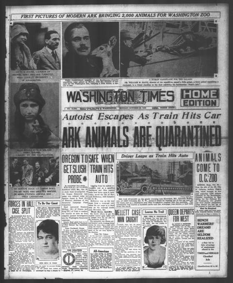 The front page of The Washington times, Washington [D.C.], October 25, 1926