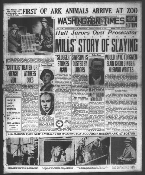 The front page of The Washington times, Washington [D.C.], October 26, 1926