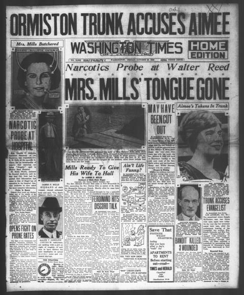 The front page of The Washington times, Washington [D.C.], October 29, 1926