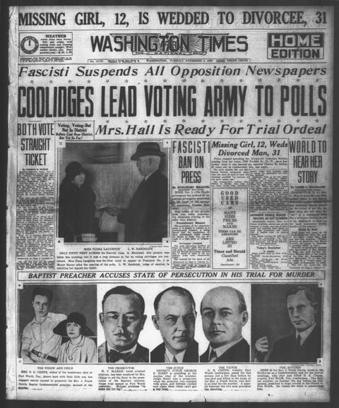 The front page of The Washington times, Washington [D.C.], November 2, 1926