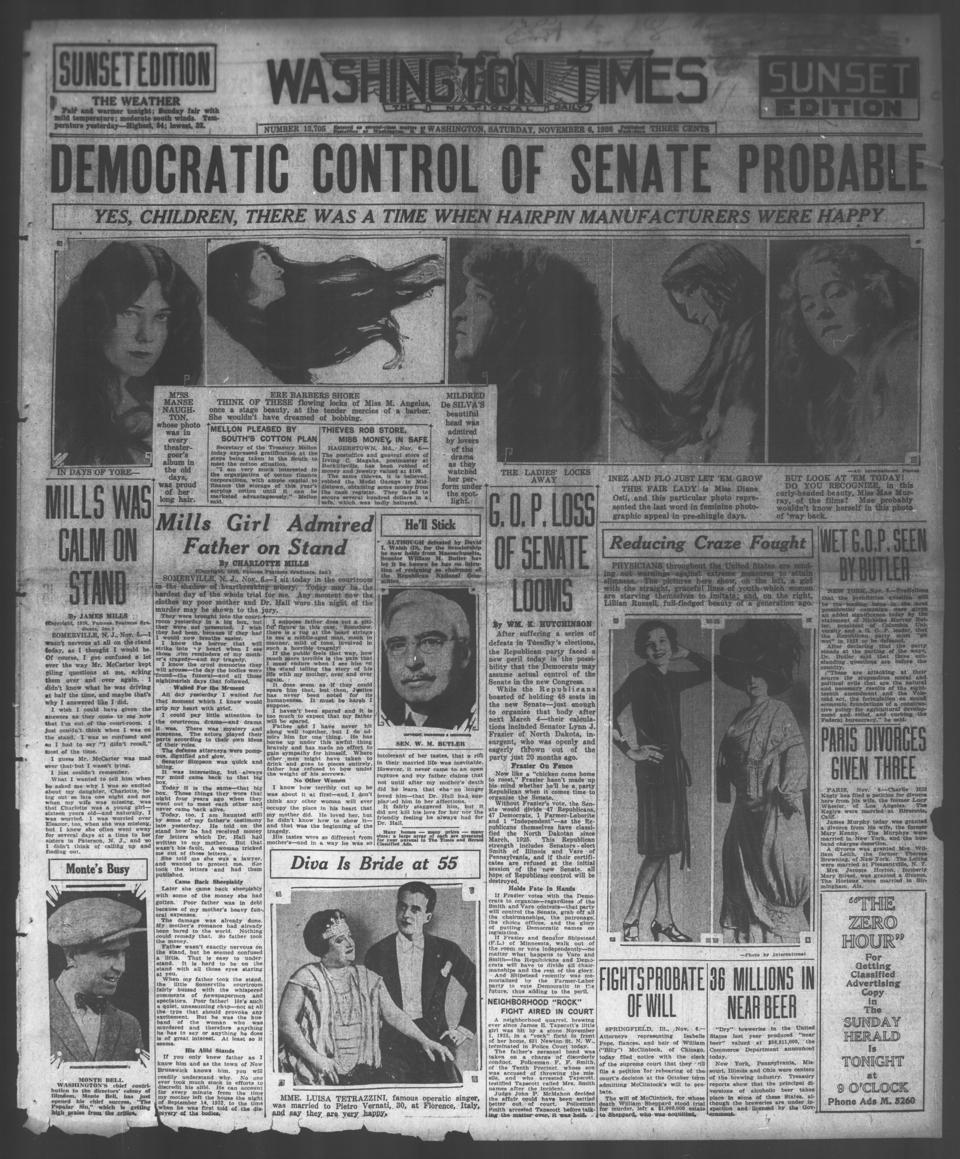 The front page of The Washington times, Washington [D.C.], November 6, 1926