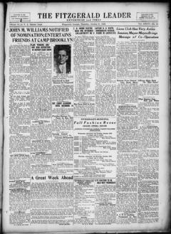 The front page of The Fitzgerald leader enterprise and press, Fitzgerald, Georgia, October 21, 1926