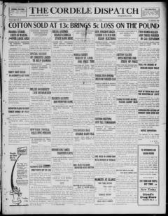 The front page of The Cordele dispatch, Cordele, Georgia, October 11, 1926