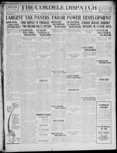 The front page of The Cordele dispatch, Cordele, Georgia, October 18, 1926