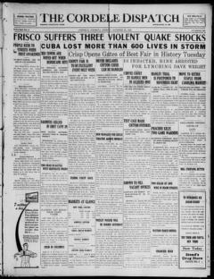 The front page of The Cordele dispatch, Cordele, Georgia, October 22, 1926