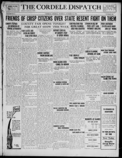 The front page of The Cordele dispatch, Cordele, Georgia, October 26, 1926