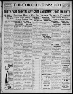 The front page of The Cordele dispatch, Cordele, Georgia, November 4, 1926