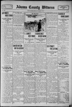 The front page of Adams County witness, Berne, Adams County, Ind., October 11, 1926