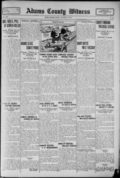 The front page of Adams County witness, Berne, Adams County, Ind., October 15, 1926