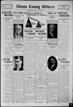 The front page of Adams County witness, Berne, Adams County, Ind., October 25, 1926