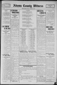 The front page of Adams County witness, Berne, Adams County, Ind., October 29, 1926