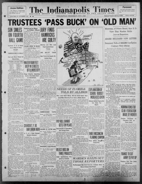The front page of The Indianapolis times, Indianapolis [Ind.], 6 October 1926