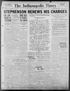 The front page of The Indianapolis times, Indianapolis [Ind.], October 15, 1926