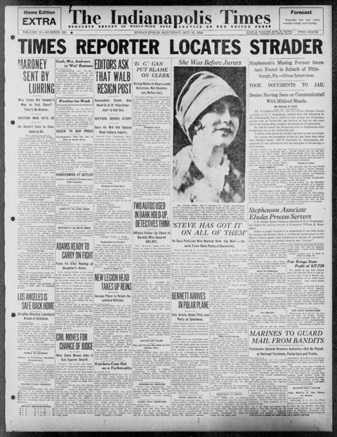 The front page of The Indianapolis times, Indianapolis [Ind.], October 16, 1926