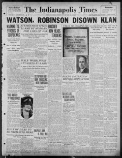 The front page of The Indianapolis times, Indianapolis [Ind.], October 22, 1926