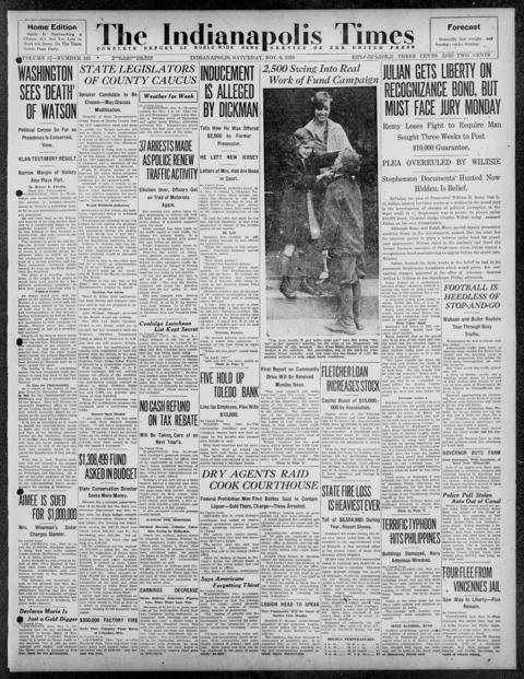 The front page of The Indianapolis times, Indianapolis [Ind.], November 6, 1926