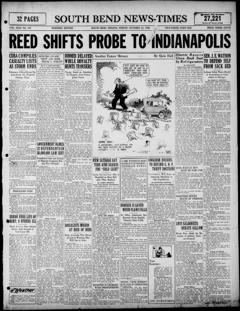 The front page of South Bend news-times, South Bend, Ind., October 22, 1926