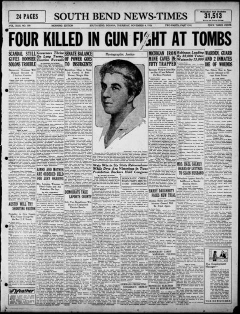 The front page of South Bend news-times, South Bend, Ind., November 4, 1926