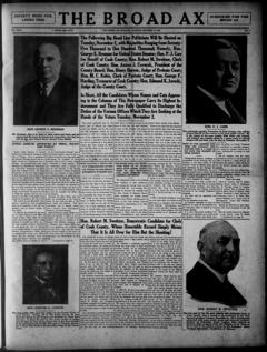 The front page of The broad ax, Salt Lake City, Utah;Chicago, Ill., October 30, 1926