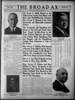 The front page of The broad ax, Salt Lake City, Utah;Chicago, Ill., November 6, 1926