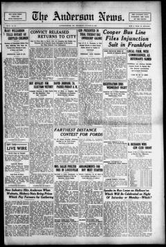 The front page of The Anderson news, Lawrenceburg, Ky., October 28, 1926