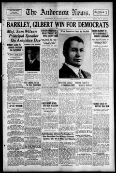 The front page of The Anderson news, Lawrenceburg, Ky., November 4, 1926