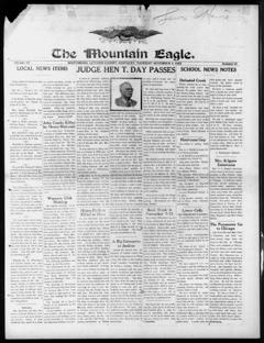 The front page of The mountain eagle, Whitesburg, Letcher County, Ky., November 4, 1926