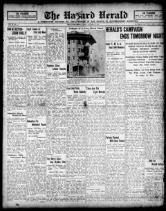 The front page of The Hazard herald, Hazard, Ky., October 15, 1926
