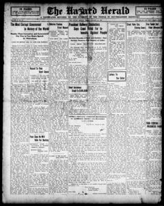 The front page of The Hazard herald, Hazard, Ky., October 29, 1926