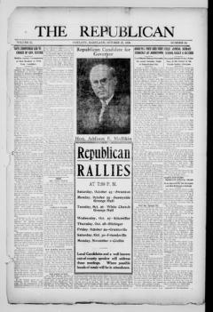 The front page of The Republican, Oakland, Md., October 21, 1926