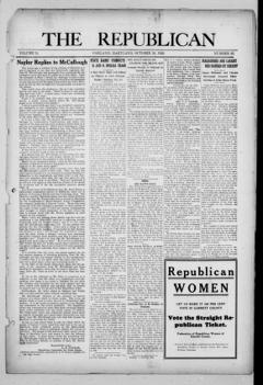 The front page of The Republican, Oakland, Md., October 28, 1926