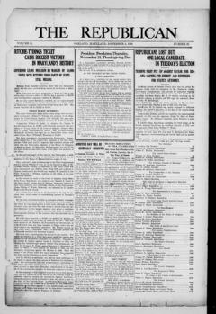 The front page of The Republican, Oakland, Md., November 4, 1926