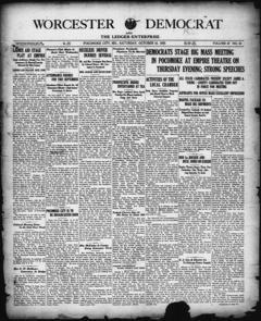 The front page of Worcester Democrat and the ledger-enterprise, Pocomoke City, Md., October 16, 1926
