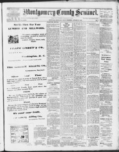 The front page of Montgomery County sentinel, Rockville, Md., October 22, 1926
