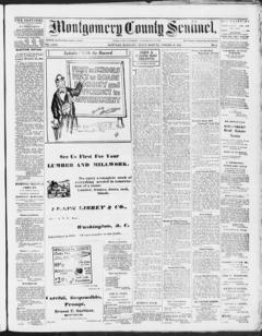The front page of Montgomery County sentinel, Rockville, Md., October 29, 1926