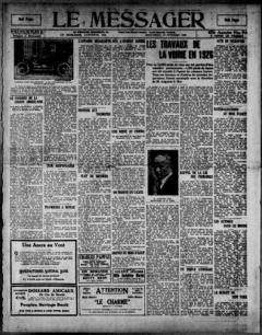 The front page of Le messager, Lewiston, Me., October 13, 1926