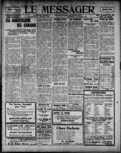 The front page of Le messager, Lewiston, Me., October 15, 1926