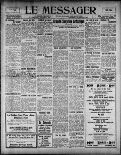 The front page of Le messager, Lewiston, Me., October 20, 1926