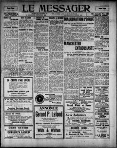 The front page of Le messager, Lewiston, Me., October 29, 1926