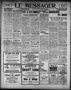 The front page of Le messager, Lewiston, Me., November 1, 1926