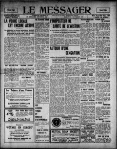 The front page of Le messager, Lewiston, Me., November 3, 1926
