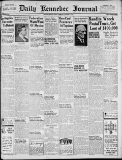 The front page of Daily Kennebec journal, Augusta, Me., October 15, 1926