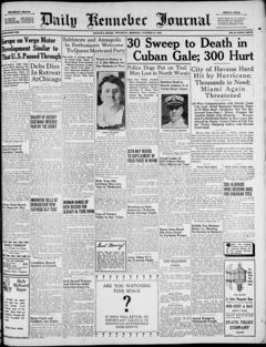 The front page of Daily Kennebec journal, Augusta, Me., October 21, 1926