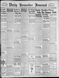 The front page of Daily Kennebec journal, Augusta, Me., October 23, 1926