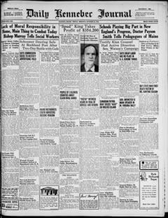 The front page of Daily Kennebec journal, Augusta, Me., October 29, 1926
