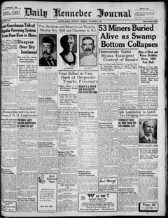 The front page of Daily Kennebec journal, Augusta, Me., November 4, 1926