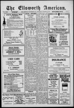 The front page of Ellsworth American, Ellsworth, Me., October 13, 1926