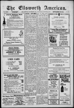 The front page of Ellsworth American, Ellsworth, Me., October 20, 1926