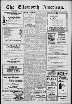 The front page of Ellsworth American, Ellsworth, Me., November 3, 1926